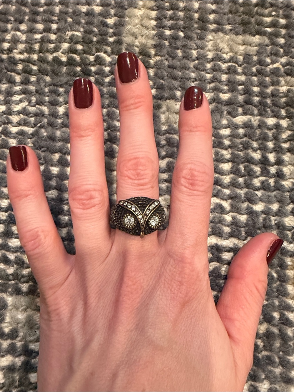 Vintage-Inspired Lucky Owl Cocktail Ring